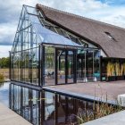 Colorful Distorted Building Reflecting on Water