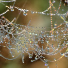 Detailed Close-Up of Dewy Spider Web in Soft Light