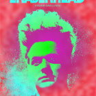 Colorful poster showcasing stylized woman portrait on pink background with bold "ERASERHEAD" title