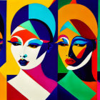 Abstract Geometric Art: Four Faces with Bold Patterns