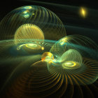 Intricate golden fractal patterns swirling around glowing orb on starry backdrop