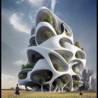 Organic Bubble-Like White Building in Lush Green Setting