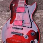 Red Semi-Hollow Electric Guitar with F-Hole and Chrome Hardware