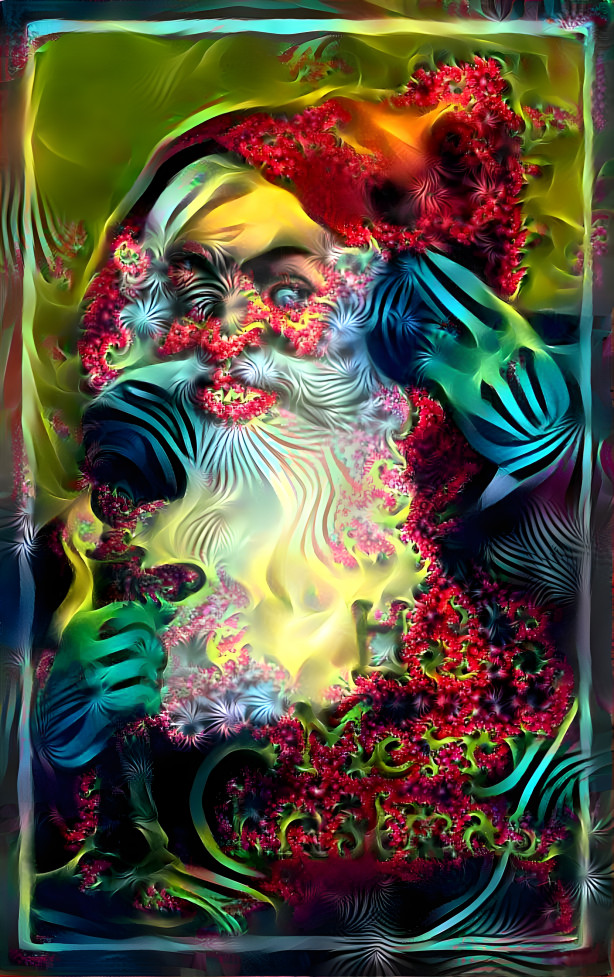 santa on the phone, vintage art retextured