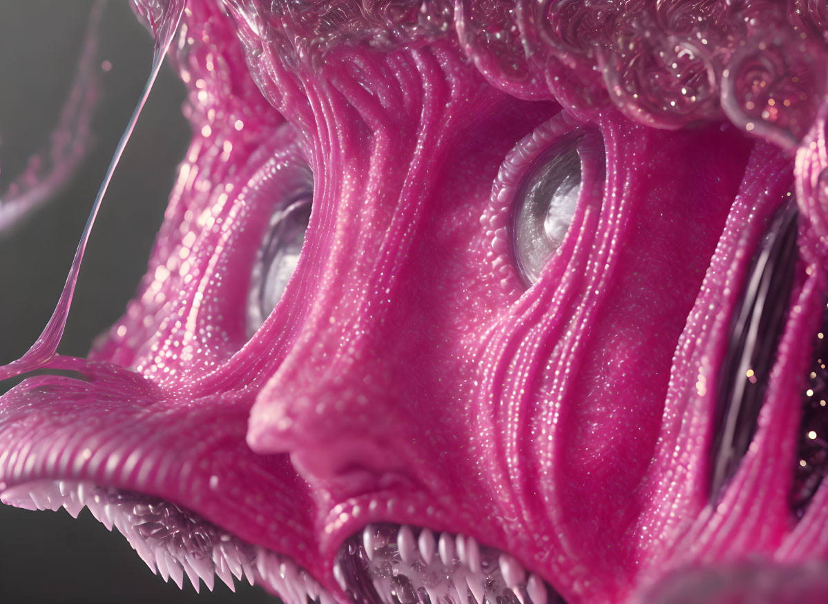 Detailed Pink Creature with Large Eyes and Intricate Textures