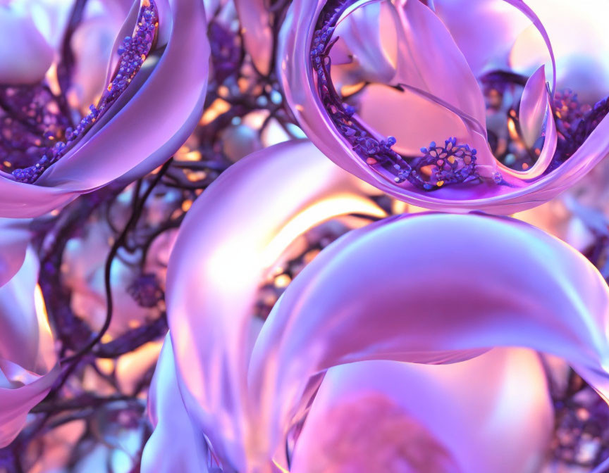 Swirling Purple and Blue 3D Abstract Art with Ethereal Glow