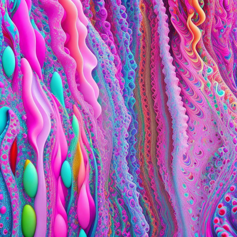 Colorful Abstract Art: Psychedelic Liquid Patterns in Pinks, Blues, and Oranges