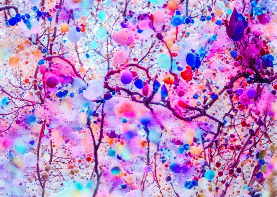 Colorful Abstract Blooming Tree Artwork in Bright Hues