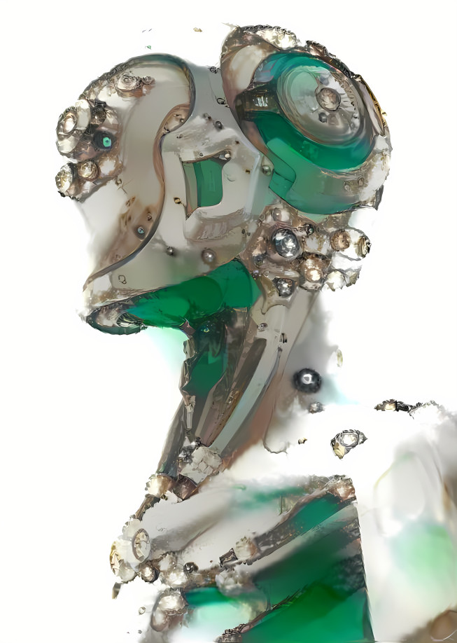 robot retexture, aqua green jeweled eyeglasses