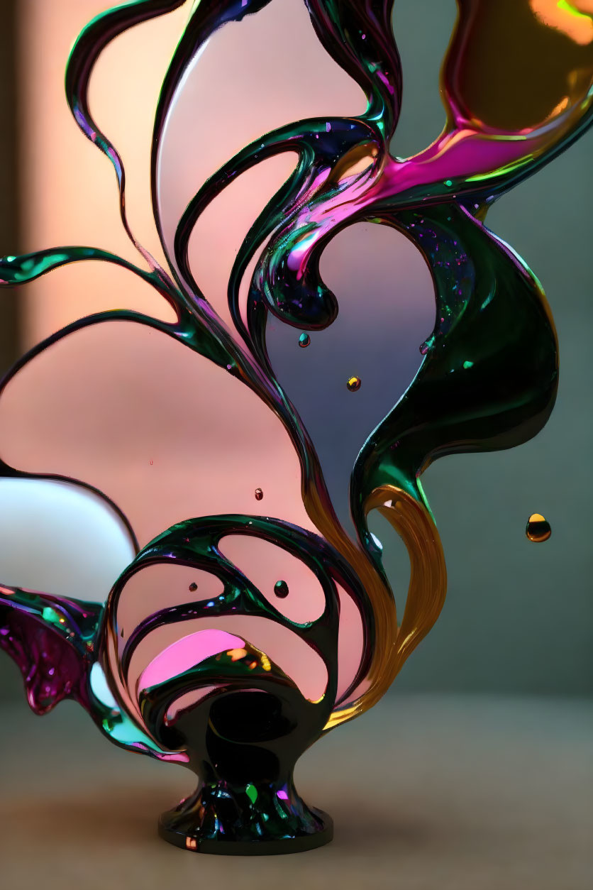 Colorful Glass Sculpture with Fluid Shapes and Twisted Forms