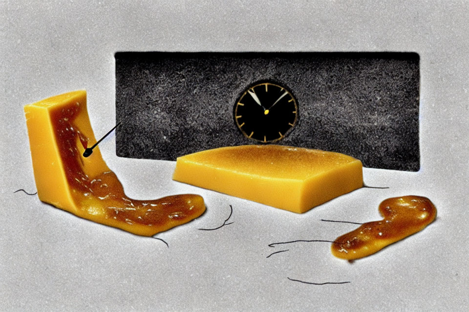 Surreal image: Melting cheese resembling Dalí's clocks