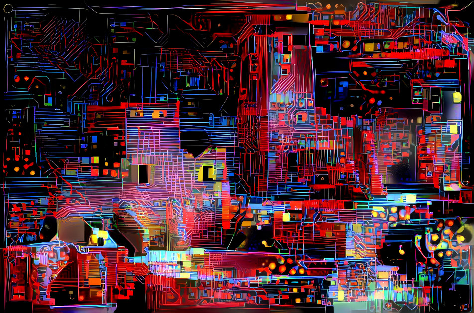 mesa verde, red, blue, techno circuit texture