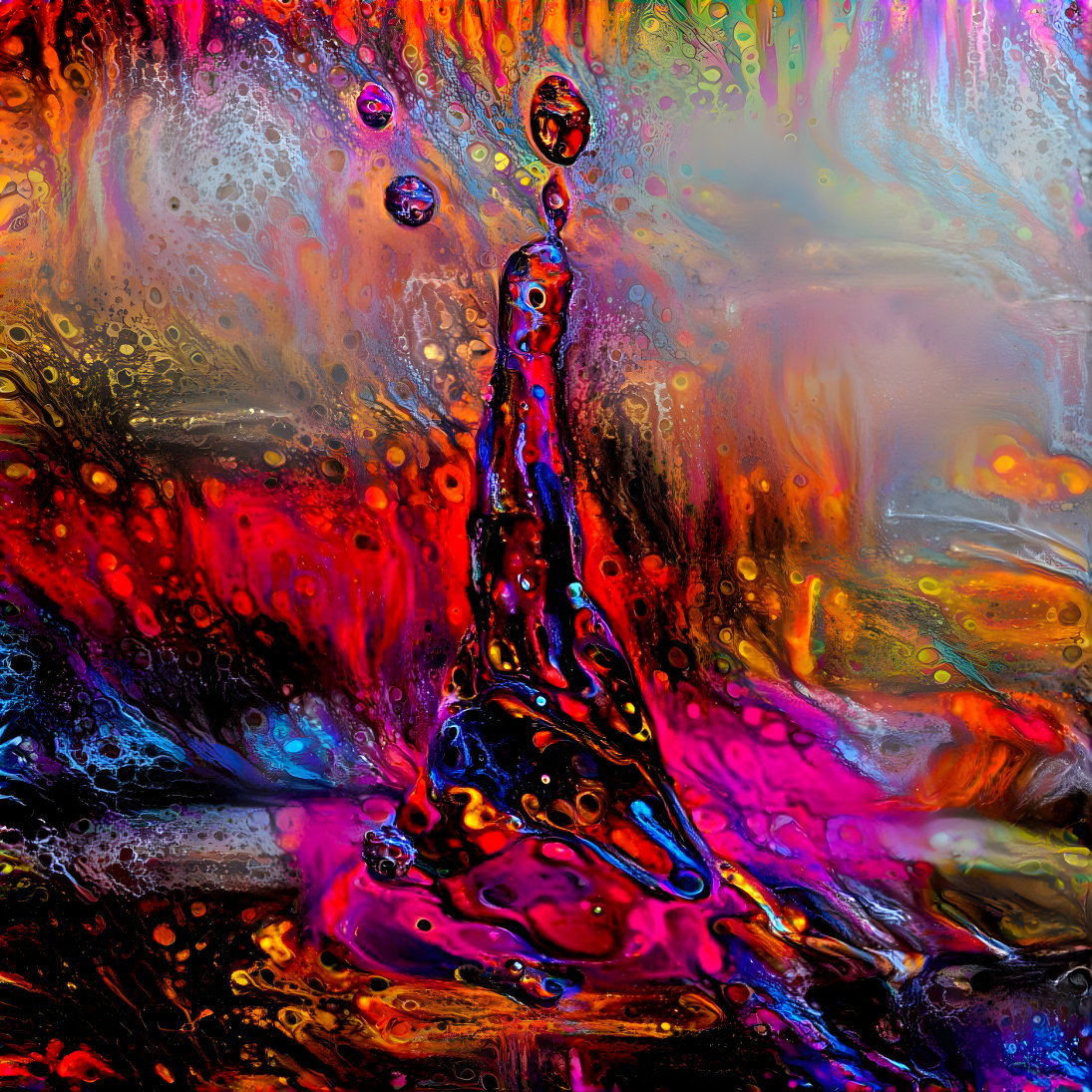 organic, waterdrop painting, red, blue, purple