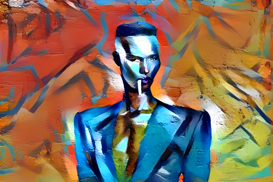 grace jones smoking, painted brick wall retexture