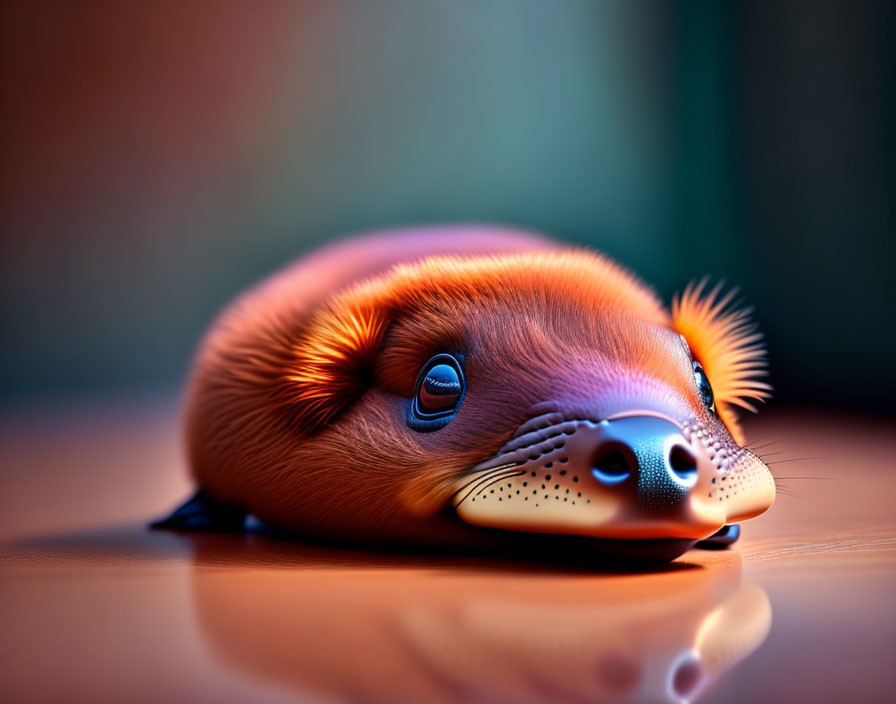 Anthropomorphic Platypus 3D Illustration with Glossy Orange Body