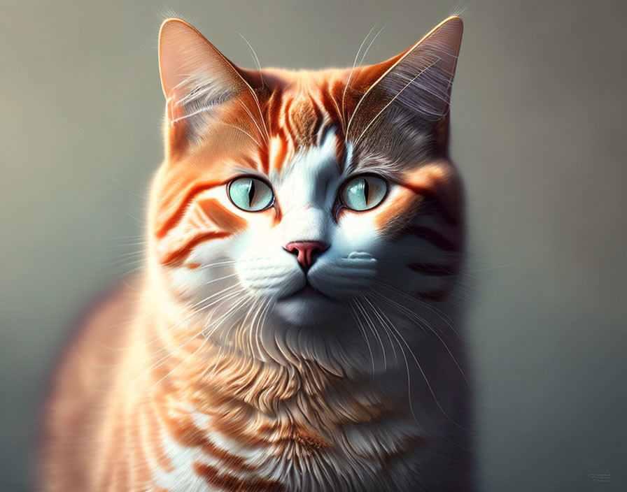 Detailed Close-Up: Orange Tabby Cat with Green Eyes and Striped Fur