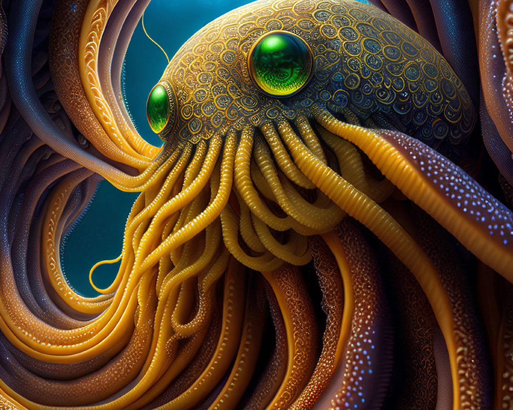 Stylized octopus digital artwork with intricate patterns