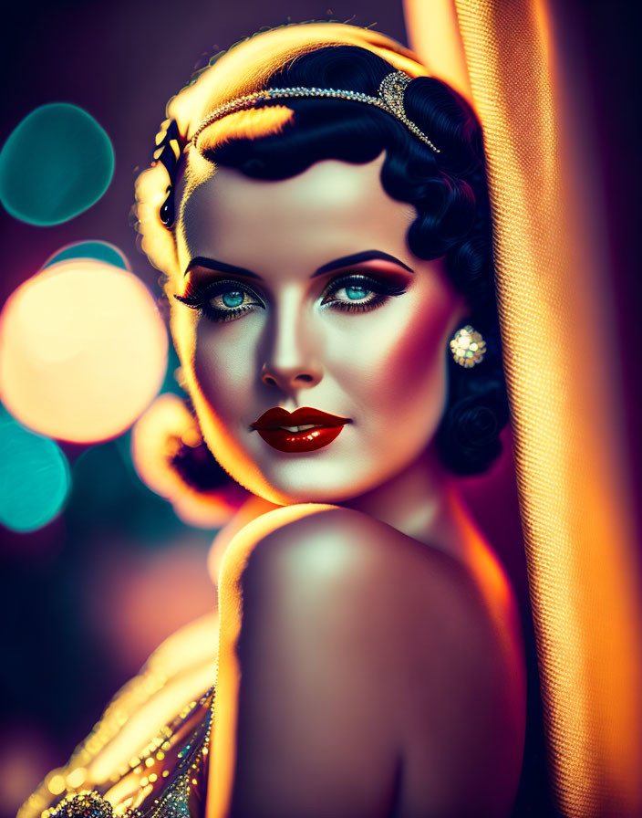 Elegant vintage-style portrait of a glamorous woman