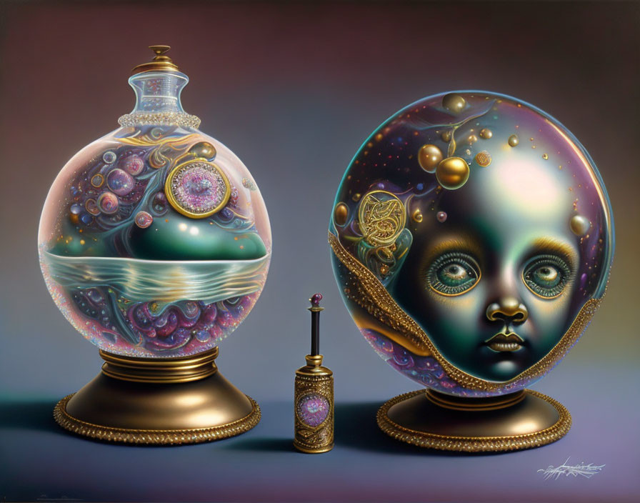 Ornate, Fantastical Bottles with Surreal Cosmic Designs