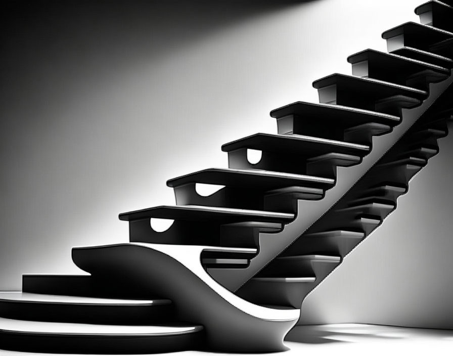 Monochrome artistic depiction of sleek modern staircase