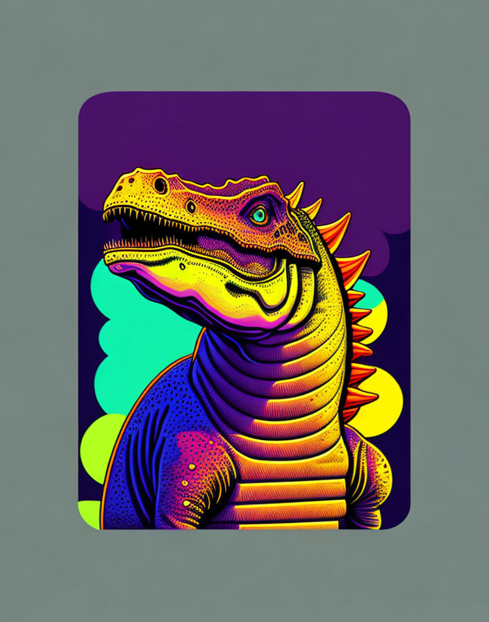 Colorful Dinosaur Illustration with Vibrant Background