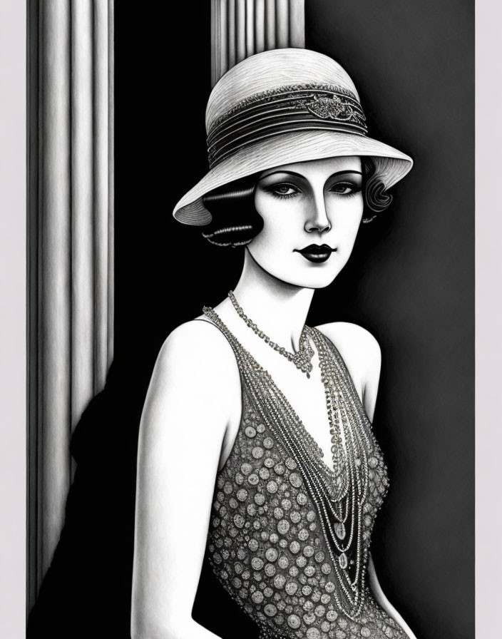 Illustration of Woman in 1920s Flapper Style