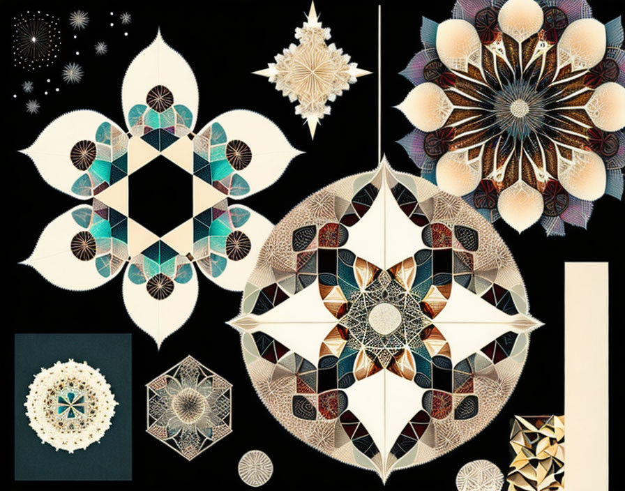 Geometric and Mandala Collage with Stars and Floral Elements