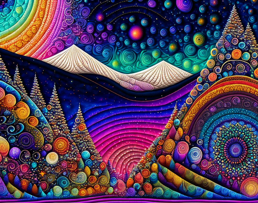 Colorful Psychedelic Artwork with Swirling Patterns