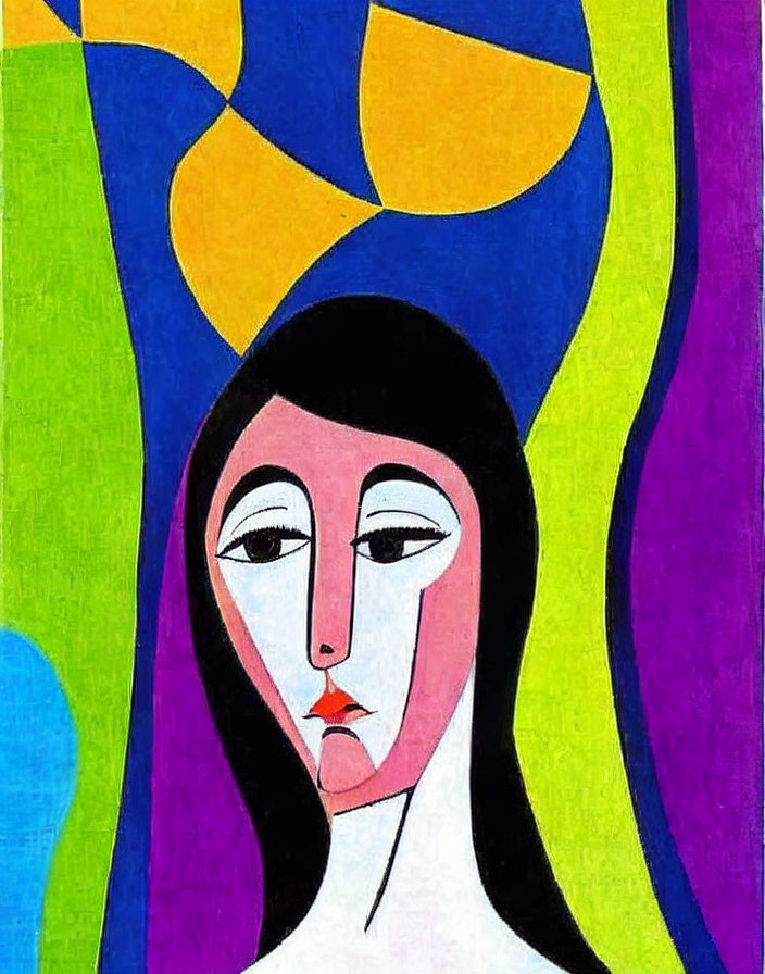 Colorful Abstract Portrait of Stylized Woman's Face