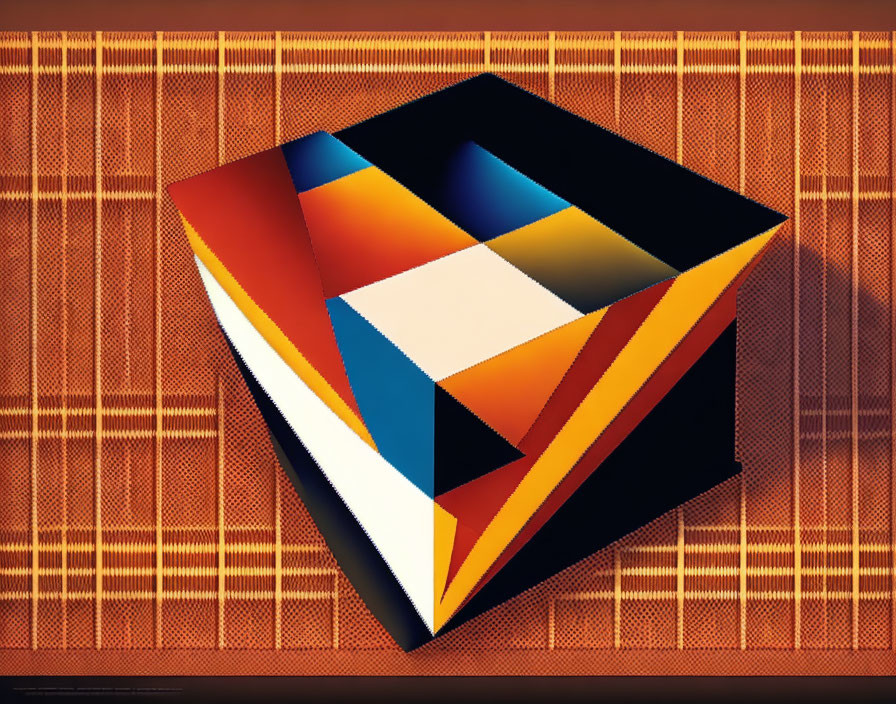 Colorful 3D cube art on orange background