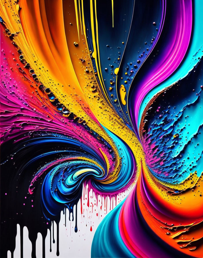 Multicolored Abstract Painting with Dynamic Swirls