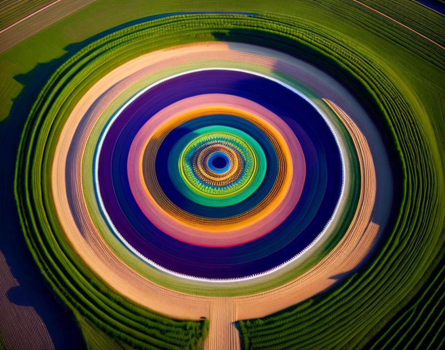 Vibrant Circular Farm Fields Resemble Abstract Painting