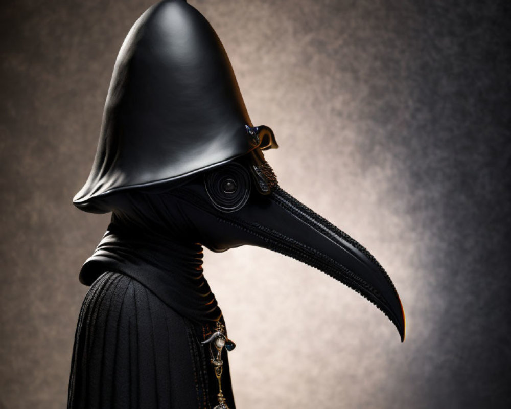 Black Plague Doctor Costume with Beaked Mask & Wide Brimmed Hat