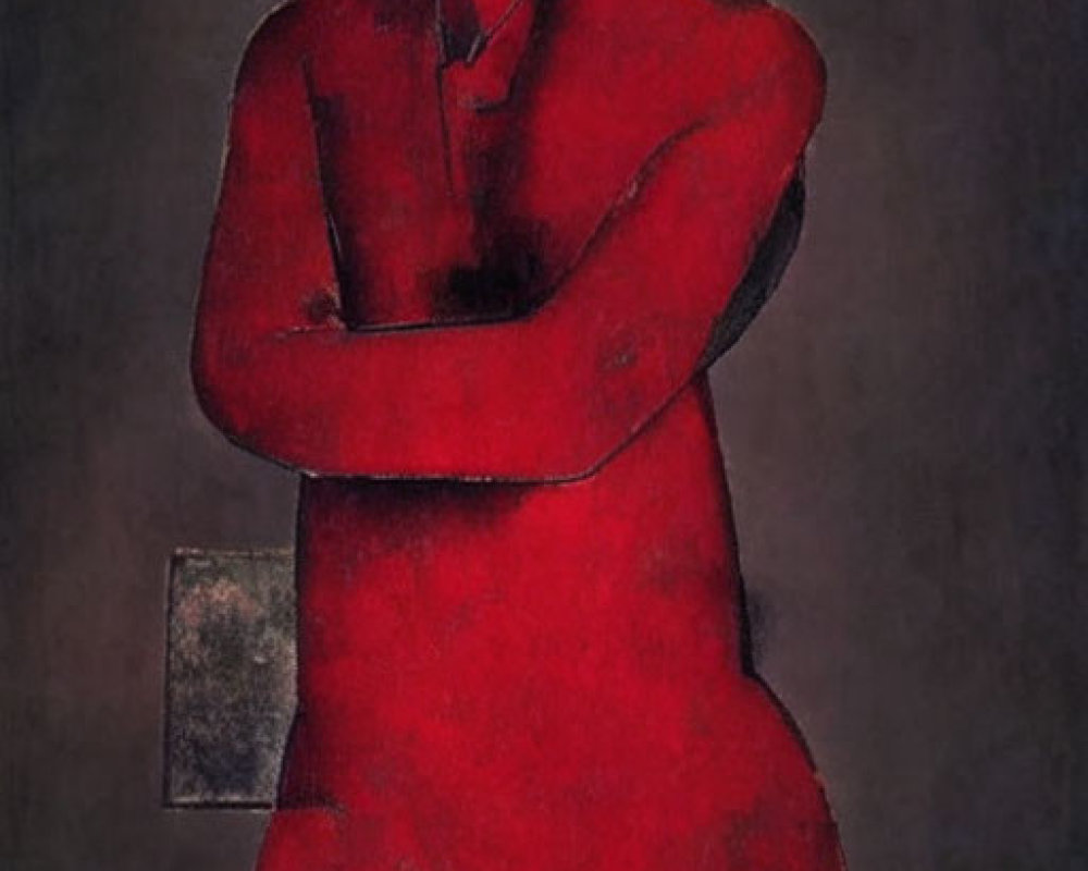 Portrait of a Person in Red Garment with Crossed Arms