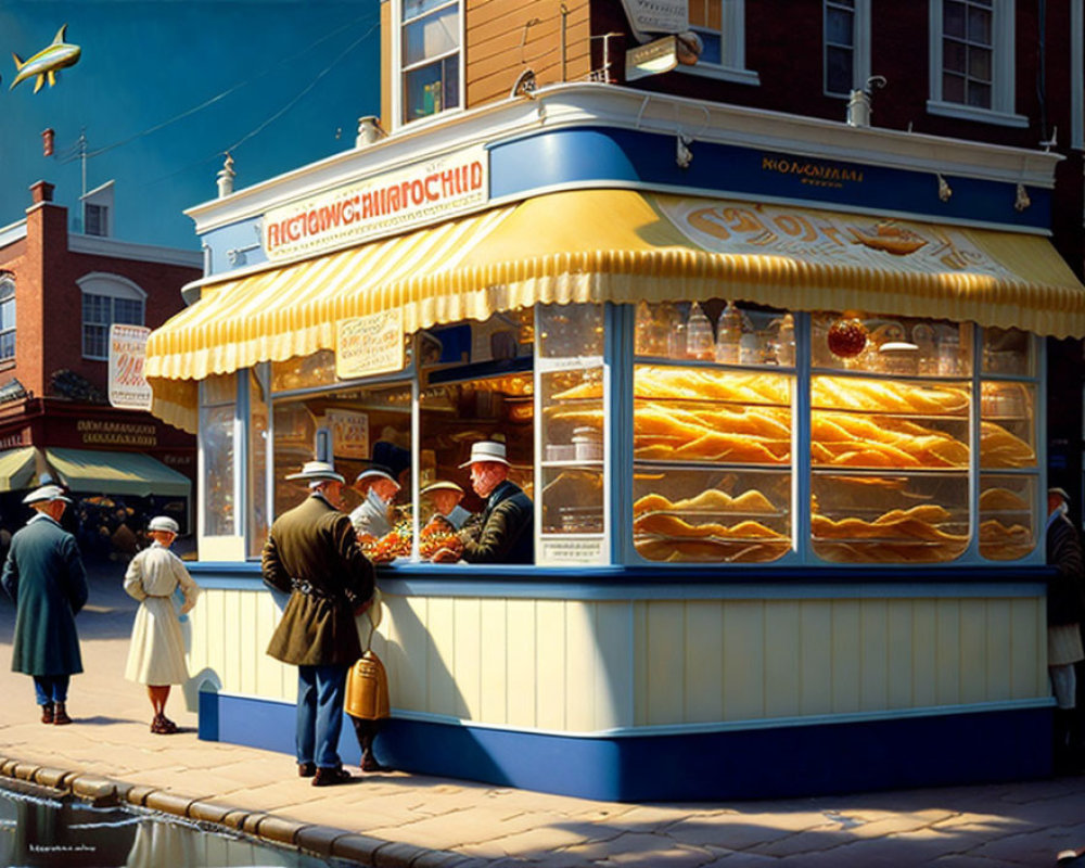 Vintage Pies and Ice Cream Kiosk in Classic Street Scene