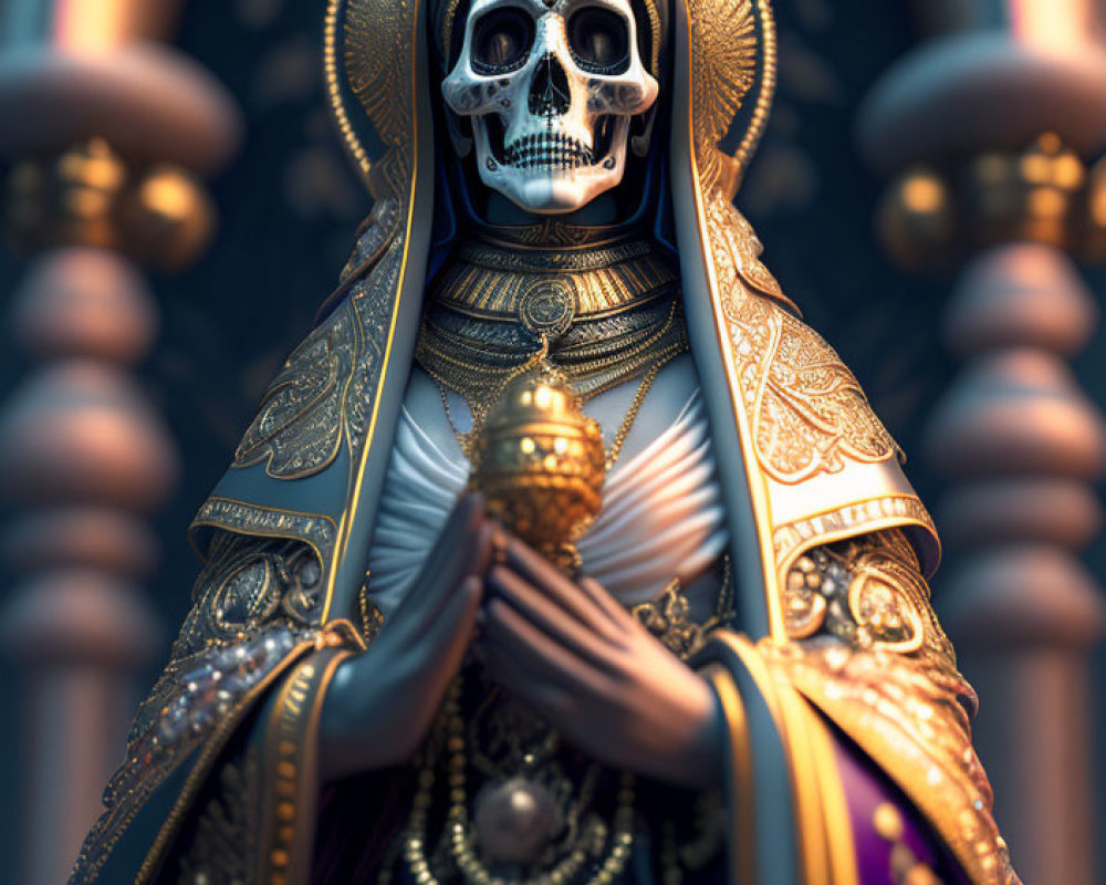 Elaborate Blue and Gold Robes on Skeletal Figure