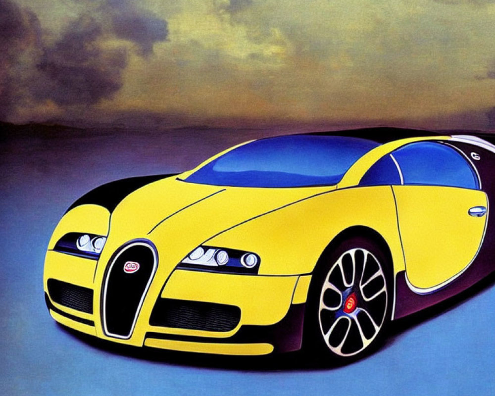 Vibrant Bugatti Veyron Illustration on Gradient Background