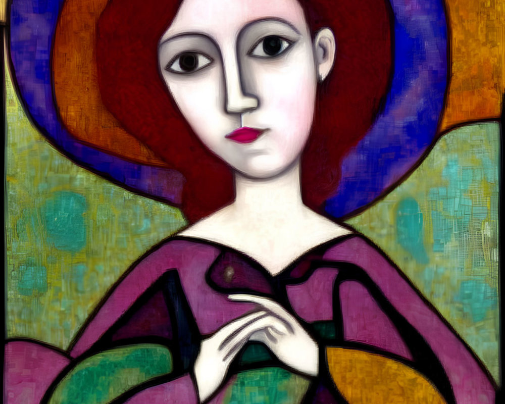 Colorful Cubist-Inspired Portrait with Abstract Features