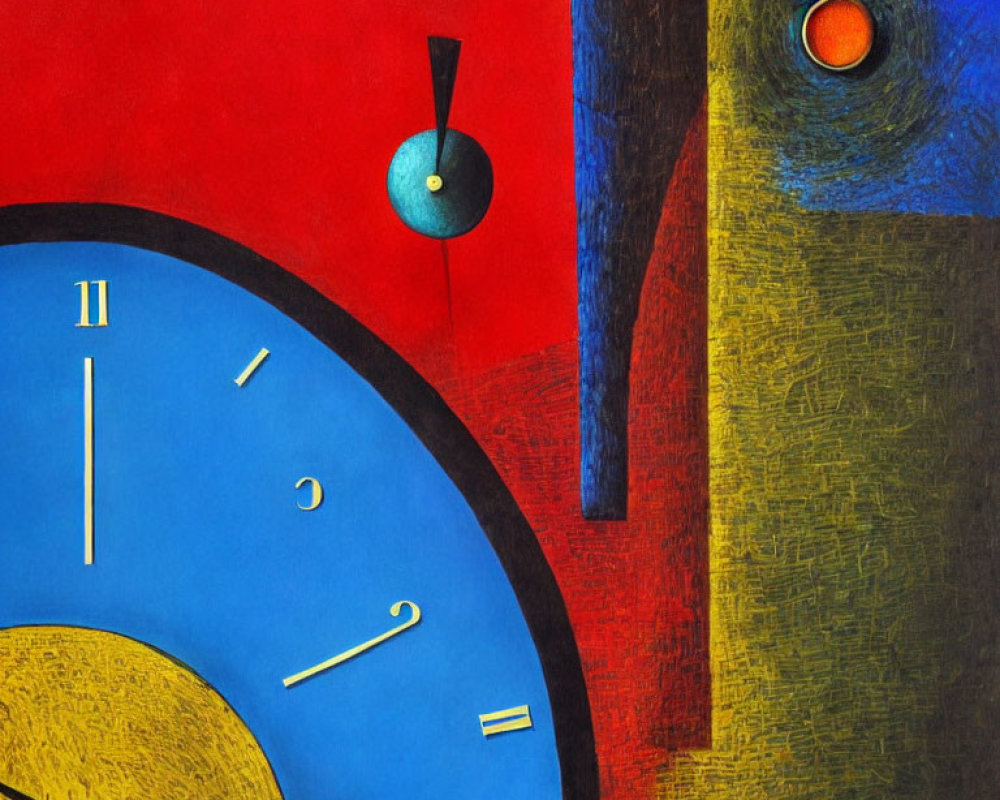 Colorful Abstract Art: Fragmented Clock Face with Roman Numerals