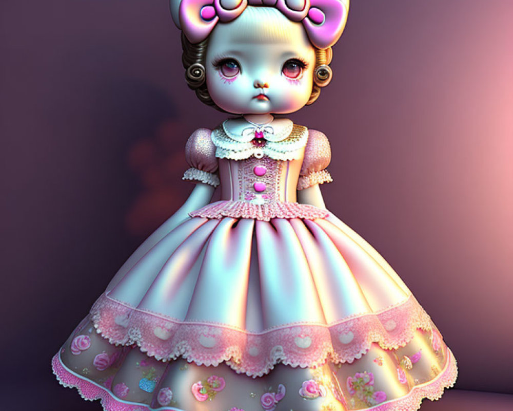 Victorian-style doll character with lace details and pastel colors