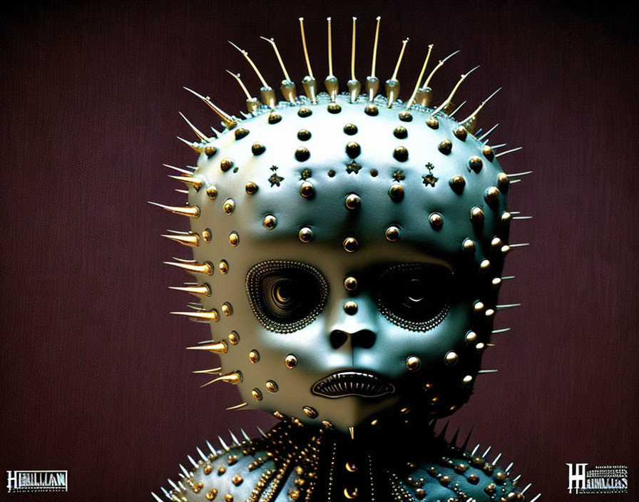 Stylized character with greenish hue and gold-tipped spikes and studs