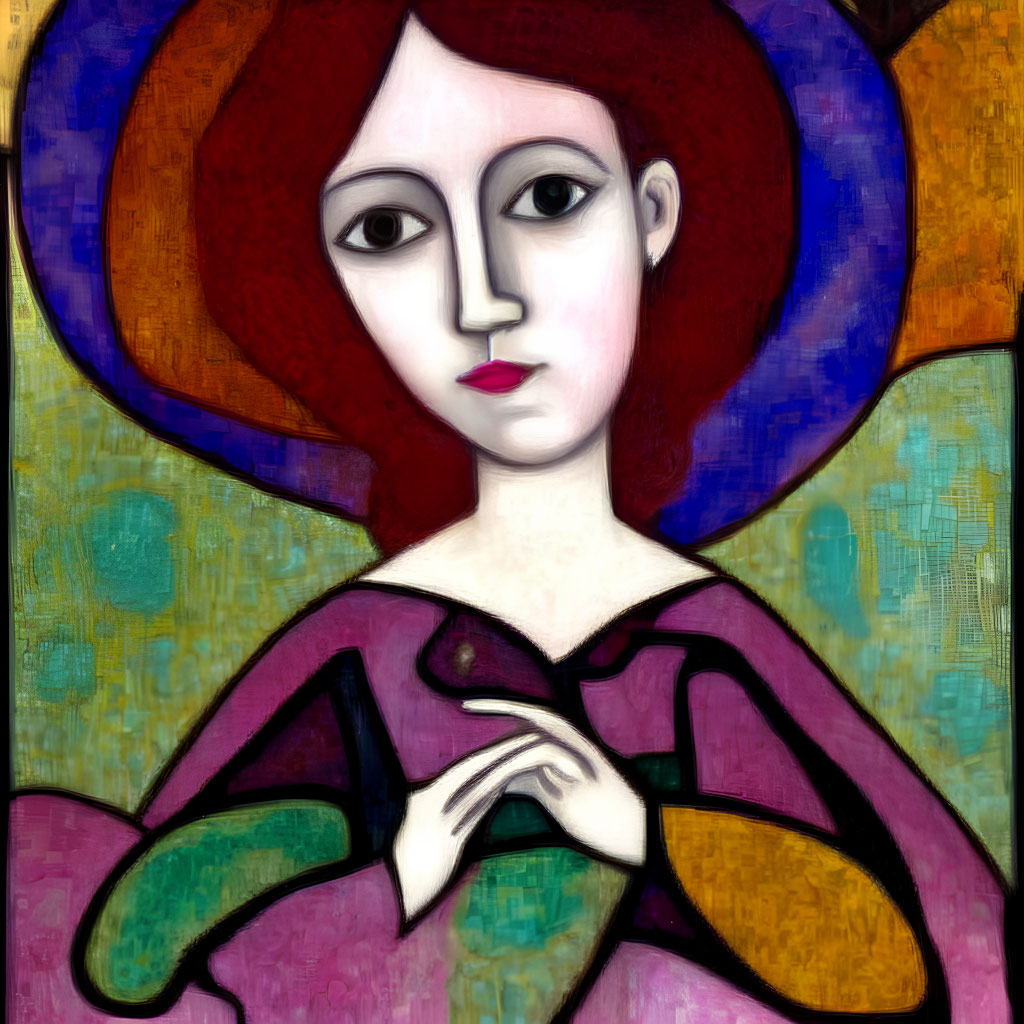 Colorful Cubist-Inspired Portrait with Abstract Features