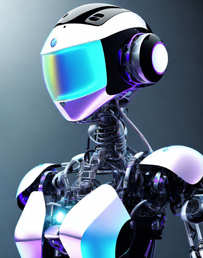 Sleek White and Blue Futuristic Robot Design