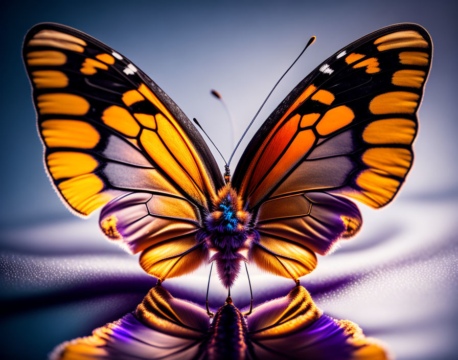 Colorful Orange and Black Butterfly Displaying Intricate Patterns