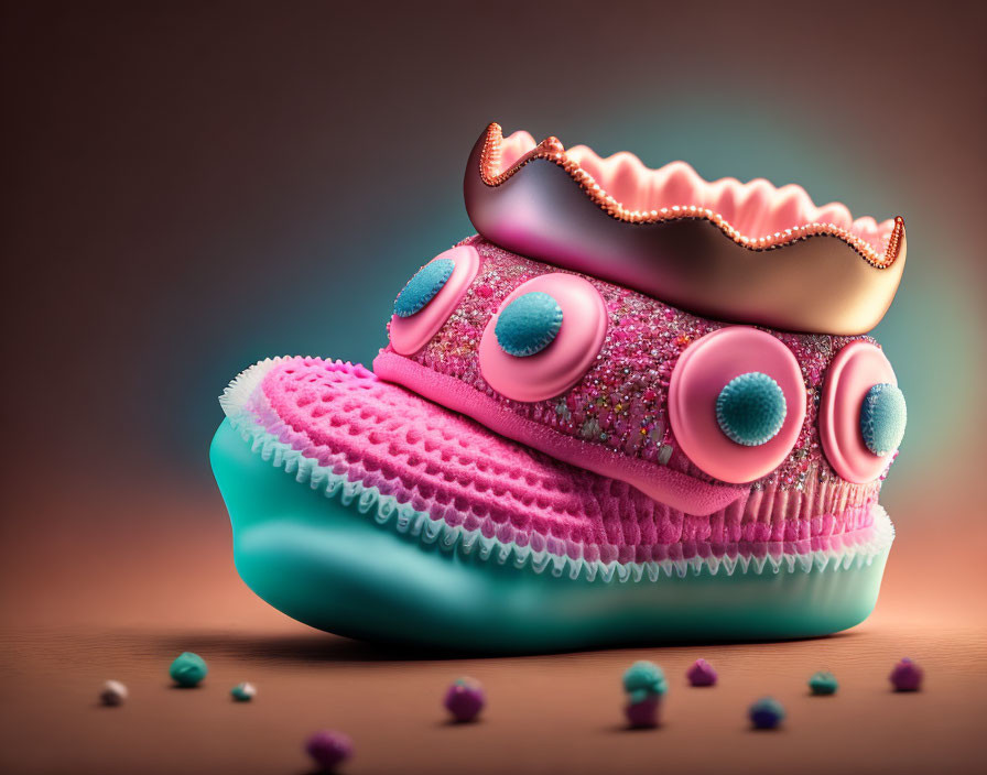 Colorful Candy Decorated Sneaker on Warm Background