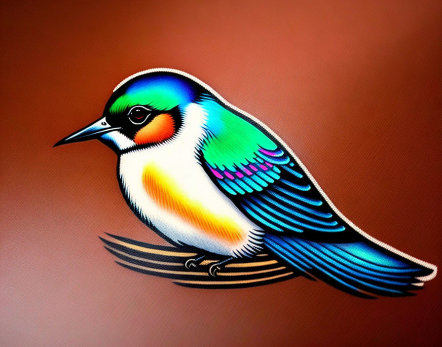 Colorful bird illustration on warm brown background