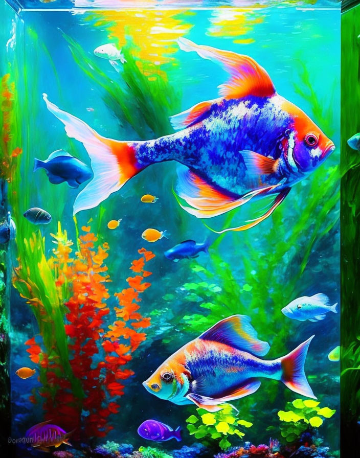 Colorful Fish and Coral in Vibrant Underwater Scene