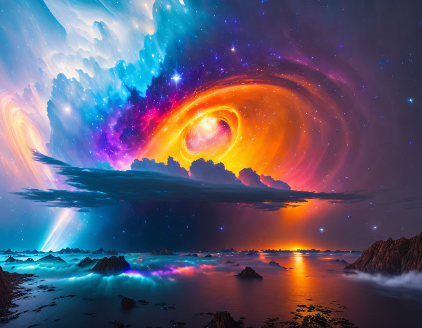 Colorful Digital Artwork Depicting Cosmic Event