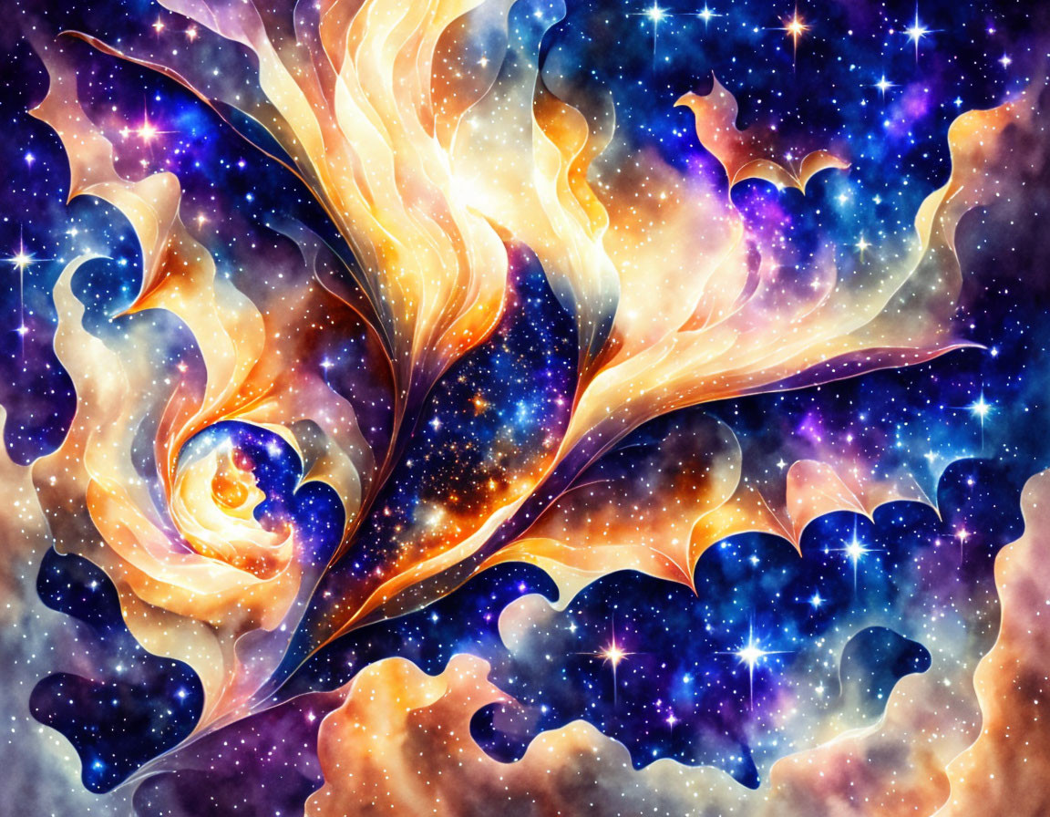 Colorful cosmic butterfly digital artwork in space backdrop