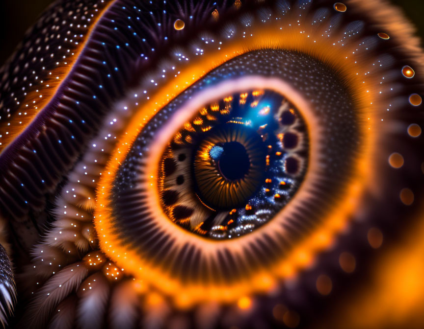 Fractal Art: Eye-Shaped Design with Orange and Brown Swirls